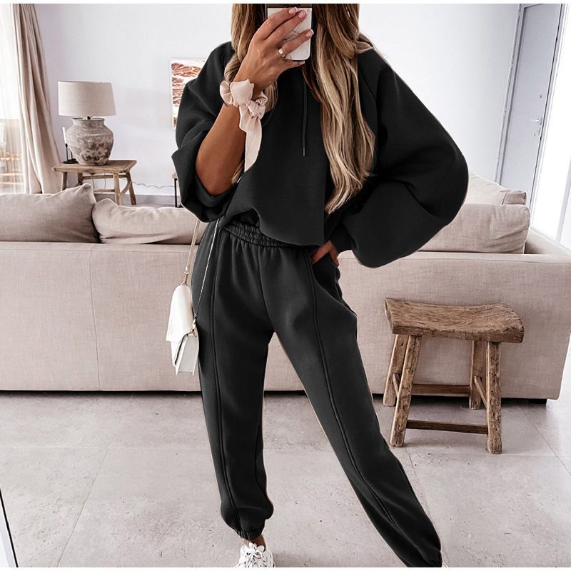 Women's Clothing popular autumn and winter women's sports and leisure hooded sweatshirt set two piece set_mkmklike.com