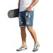 Men's Clothing Men's Trendy Ripped Patched Denim Shorts Mid Length Summer Hot Selling Street Style For Riding Breeches_mkmklike.com