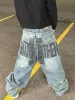Men's Oversize Retro Double Waist Jeans Letter Print Trousers High Street Hip Hop Streetwear Casual Personality Wide-leg_mkmklike.com