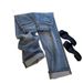 High Waist Straight Leg Jeans For Women - Blue Denim Pants With Embroidery Details, Comfortable & Flowy Wide Leg Design, Casual & Stylish Trousers_mkmklike.com