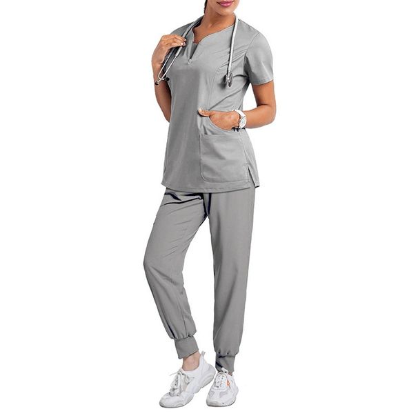 Women's ready-to-use oral dentist surgical gown split toiletry suit elastic quick-drying hospital nurse uniform_mkmklike.com