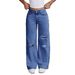 Women's Clothing Light Wash Wide Leg Jeans – Loose Fit & Comfortable Everyday Style"_mkmklike.com