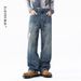Men's Clothing Fashion Ripped Jeans Loose Straight Design Wide Leg Denim Trousers_mkmklike.com