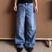 American Heavy Blue Bull King Vintage Washed Old A-shaped Version Loose Straight Jeans Cleanfit Men_mkmklike.com
