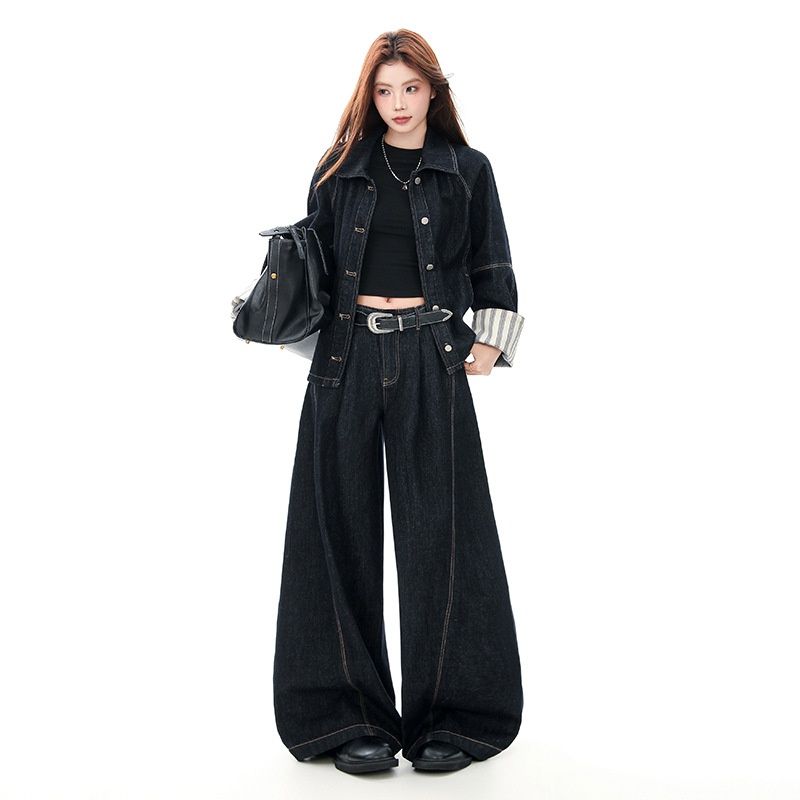 Chicco American Original Color Non-Fading Turn-Up Sleeve Autumn Winter Denim Jacket For Women Retro Slim Fit Hot Girl Cool_mkmklike.com