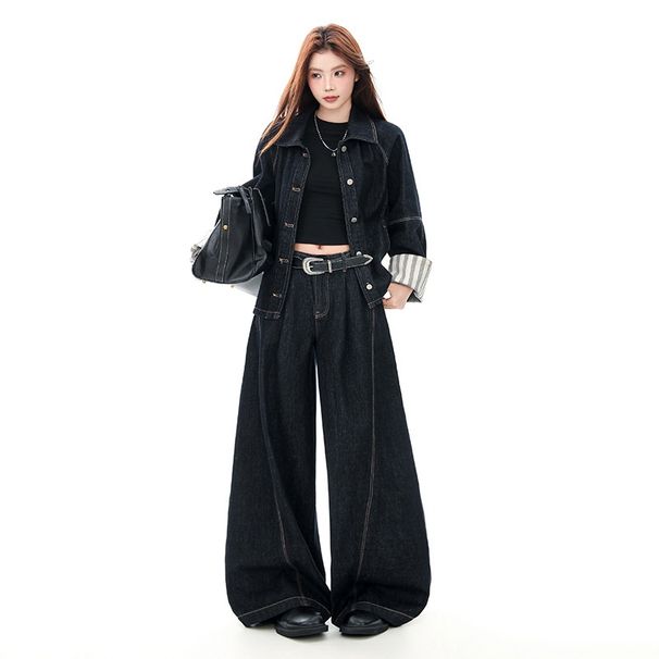 Chicco American Original Color Non-Fading Turn-Up Sleeve Autumn Winter Denim Jacket For Women Retro Slim Fit Hot Girl Cool_mkmklike.com