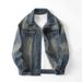American Washed Denim Jacket Men's New Spring And Autumn Retro Yellow Denim Jacket Men's Foreign Trade Denim Top Men's_mkmklike.com