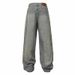 Men's Clothing Fashion Brand Tailoring Raw Edge Bar Design Washed Old Holes Worn White Wide Leg High Street Trend Men's Jeans_mkmklike.com