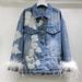 Women’s Clothing Spring New European Fashion Heavy Beaded Sequined Stitching Ostrich Fur Denim Jacket Women's Trend_mkmklike.com