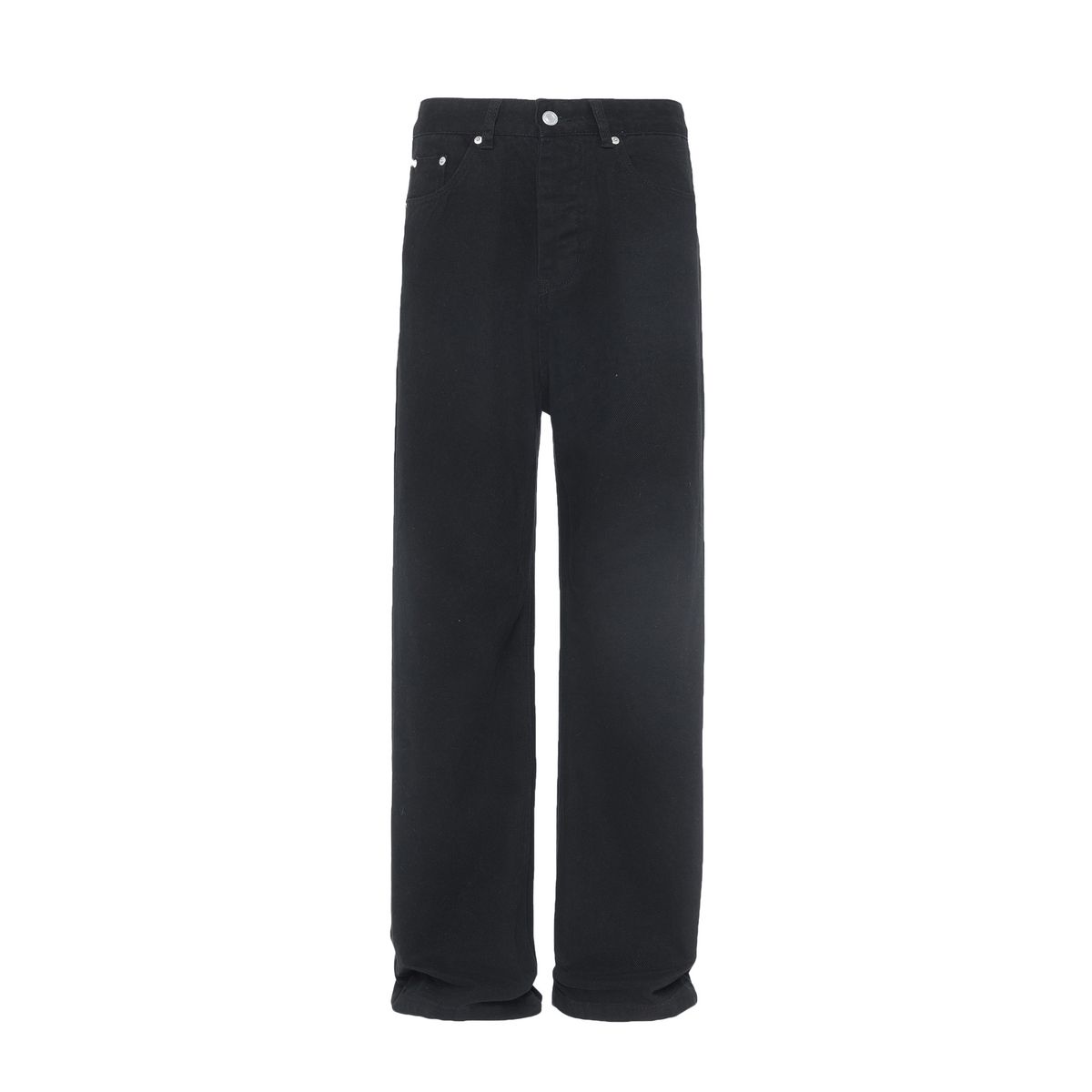 Men's Clothing Washed Distressed Gray Green Floor Length Jeans Retro Straight Leg Trendy Button Couple Trousers_mkmklike.com