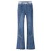 High-waisted Denim Micro-pull Pants Women's Spring 2025 New Fashion Fringed Polished Pants, Thin And High Flared Pants_mkmklike.com
