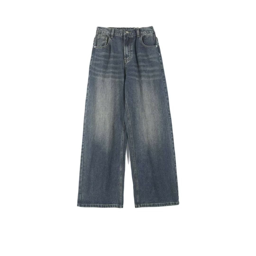 Men's High-Waisted Wide Leg Jeans – Oversized Straight Cut With Dragging Hem Multi-Pocket Utility_mkmklike.com