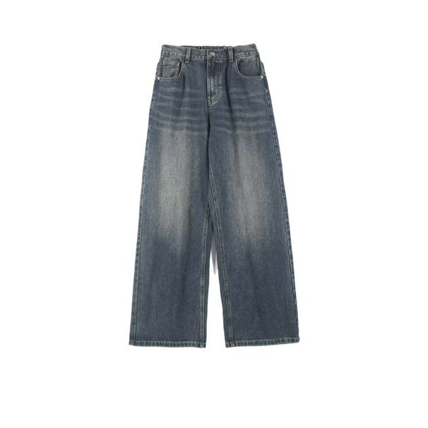 Men's High-Waisted Wide Leg Jeans – Oversized Straight Cut With Dragging Hem Multi-Pocket Utility_mkmklike.com