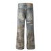Vintage Camo Patchwork Distressed Embroidered Ripped Jeans For Men & Women - Loose Fit Streetwear Denim Pants_mkmklike.com