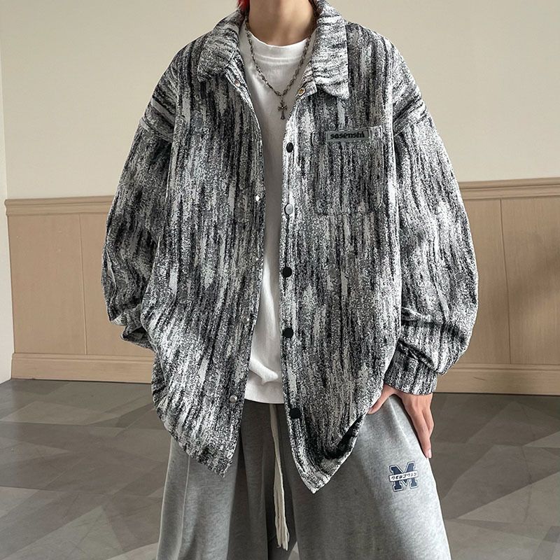 Men's Clothing Tie Dyed Denim Jacket High Street Vibe Handsome Youth Casual Loose Jacket_mkmklike.com
