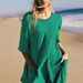 Women's short sleeve halter V-neck loose casual pocket jumpsuit_mkmklike.com