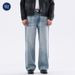 Men's Clothing High Street Sky Blue Washed Jeans Relaxed Straight Fit Vintage Distressed Whiskering Casual Style | Comfortable Cotton (88%)_mkmklike.com
