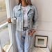 Fashionable Women's Washed Ripped Frayed Edge Denim Top Spring Autumn New Arrival Button Detail_mkmklike.com