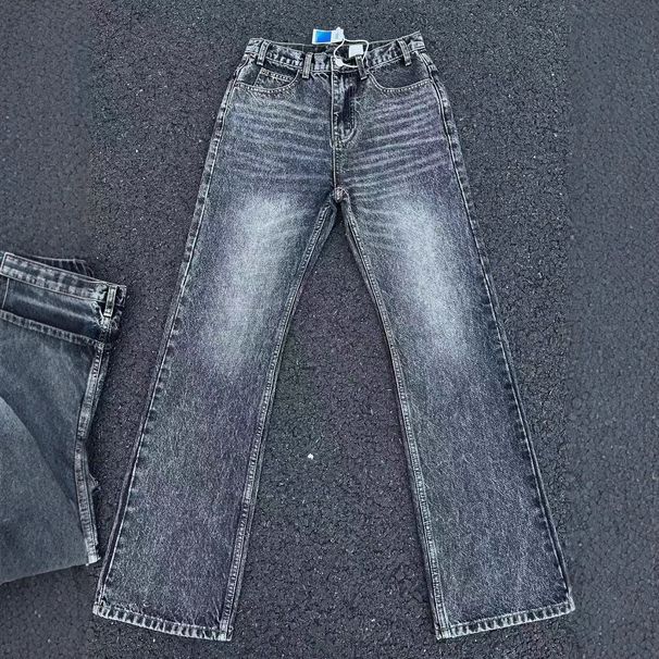 Men's Clothing Marble Washed Flared Jeans Clean Fit Style Retro Trousers Trend_mkmklike.com
