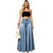 Women's Casual Jeans, New Women's Fashion Washed Pleated Wide Leg Pants_mkmklike.com