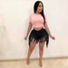 Women's Distressed Tassel Frayed Denim Shorts Casual Straight Leg Jeans Relaxed Everyday Wear Comfortable Feshion_mkmklike.com