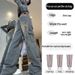 American Street Vibe Hot Girl Cargo Jeans For Women Petite High Waist Loose Slimming Wide Leg Straight Long Pants Trendy_mkmklike.com