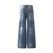 Men's Clothing New Retro Washed Sprayed Monkey Flared Jeans Men And Women Loose Straight Pants_mkmklike.com