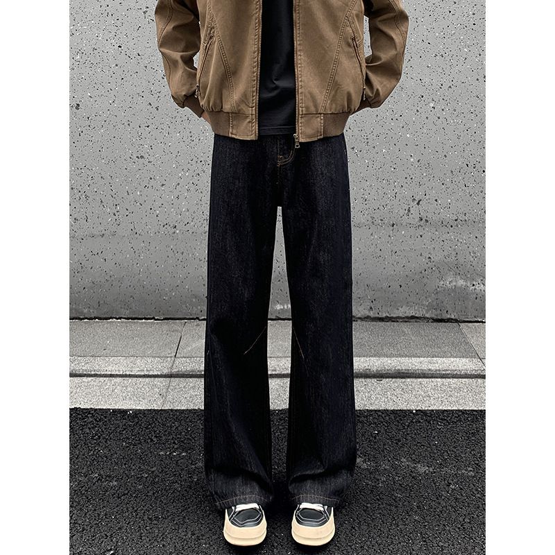 American Retro Autumn And Winter Cleanfit Flared Wide-leg Jeans For Men, Trendy Brand, Loose-fitting, Drapey,_mkmklike.com