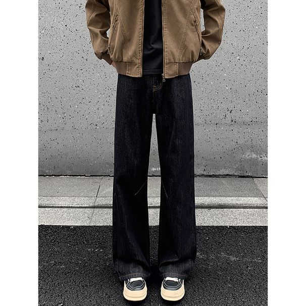 American Retro Autumn And Winter Cleanfit Flared Wide-leg Jeans For Men, Trendy Brand, Loose-fitting, Drapey,_mkmklike.com