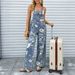 Women's Clothing Women's Printed Denim Jumpsuit Ripped Loose Casual Fashion_mkmklike.com