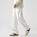 Men's White Cotton Jeans Loose Fit Straight Leg Drapey Wide Leg Trousers Mid Waist Slight Stretch Machine Washable Trendy Autumn Piece_mkmklike.com