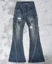 Women's Heavy Duty Flared Jeans With Laces Loose Straight Leg Washed_mkmklike.com