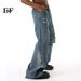 EF JEANS | 2024 New Vintage High Street Old Broken Dirty Print Straight Jeans Tide Loose Wide Legs_mkmklike.com