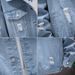 Men's Clothing Loose Denim Jacket Men's Distressed Denim Jacket – Oversized Korean Style Casual Coat With Ripped Details For Spring & Autumn_mkmklike.com