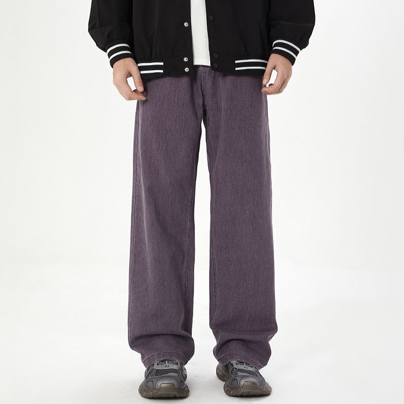 Nordmann Muqiu Men's Clothing | Autumn New Purple Jeans Unisex Loose Straight High Street Wide Leg Casual Long Pants_mkmklike.com