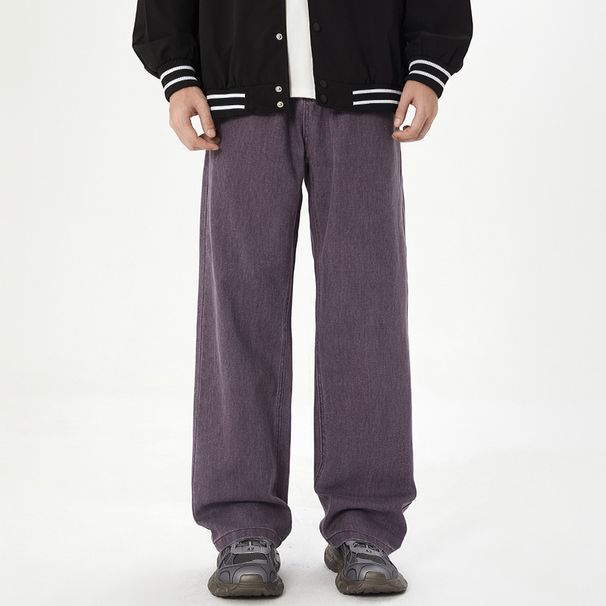 Nordmann Muqiu Men's Clothing | Autumn New Purple Jeans Unisex Loose Straight High Street Wide Leg Casual Long Pants_mkmklike.com