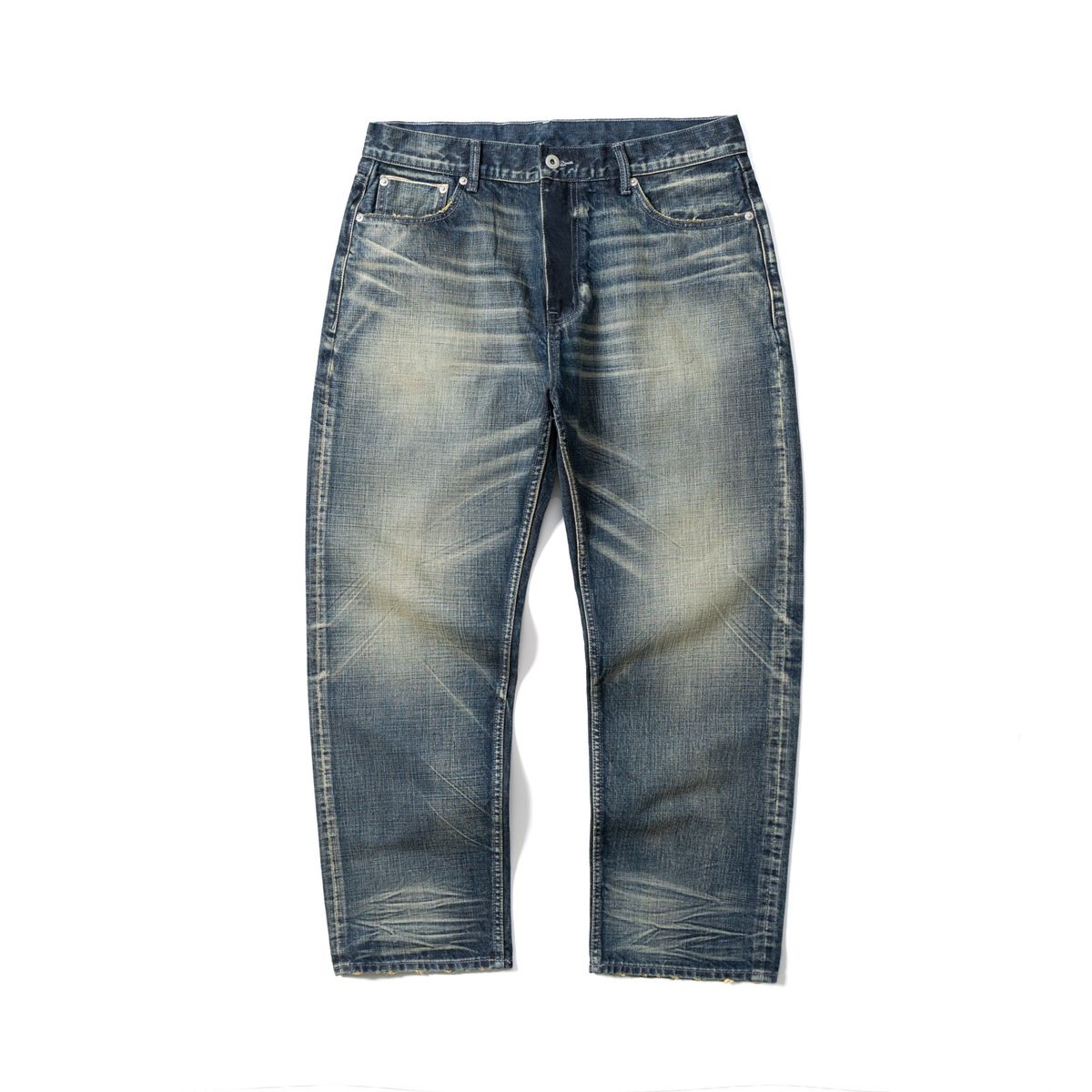 Men's Clothing Men's Wear | 25SS Japanese Retro Style 14OZ Selvedge Washed Whiskered Hand Rubbed Monkey Loose Straight Leg Jeans For Men_mkmklike.com