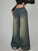 Hot Sale Elastic Waist Elastic Jeans Men's Couple Autumn And Winter Retro Street Casual Straight Wide Leg Pants_mkmklike.com