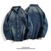 American High Street Spring Autumn Washed Denim Long Sleeved Shirt, Brand Workwear, Rugged And Handsome, Old-Fashioned_mkmklike.com