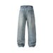 Men's Clothing Ripped Washed Wide Leg Jeans Men's Cracked Washed Wide Leg Jeans - Summer Cleanfit High Street Loose Straight Pants (Blue)_mkmklike.com