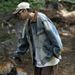 Loom Vintage Color Block Turn-down Collar Denim Jacket For Men And Women, Loose Fit Casual Couple Jacket, Dropshipping_mkmklike.com