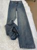 Retro High Waist Wide Leg Jeans For Women Sparkly Rhinestone Embellished Loose Straight Denim Floor Length Casual Solid_mkmklike.com