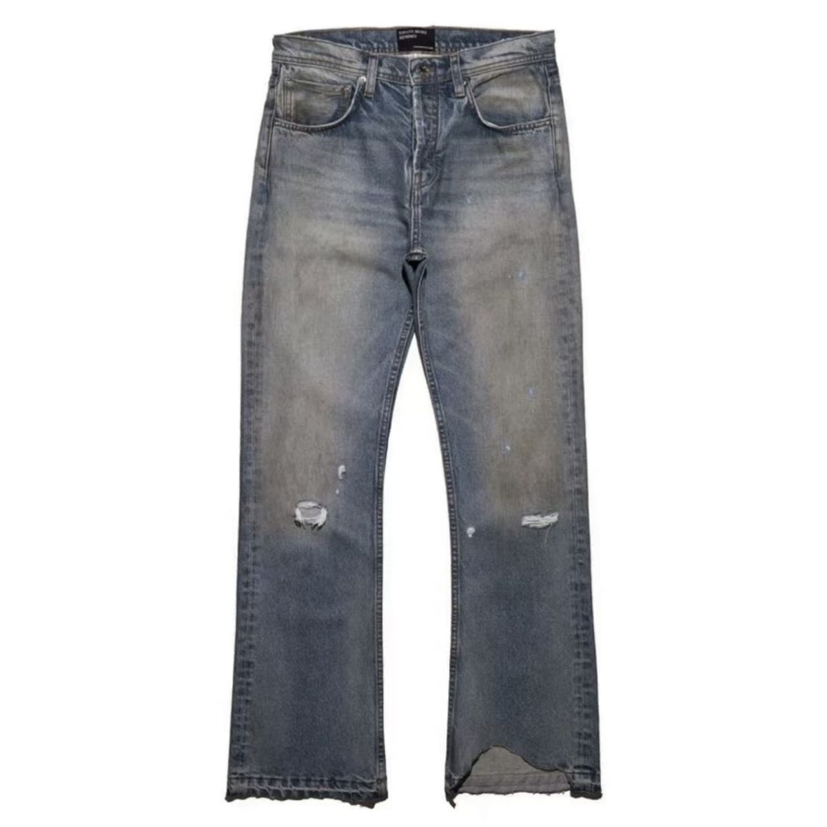 Vintage-style Yellow Mud Logging Knife-cut Casual Jeans For Men And Women_mkmklike.com