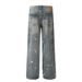Tie-Dye Ink-Splattered Straight-Leg Jeans For Men High Street Style Washed Vintage Casual Loose Wide-Leg Pants_mkmklike.com