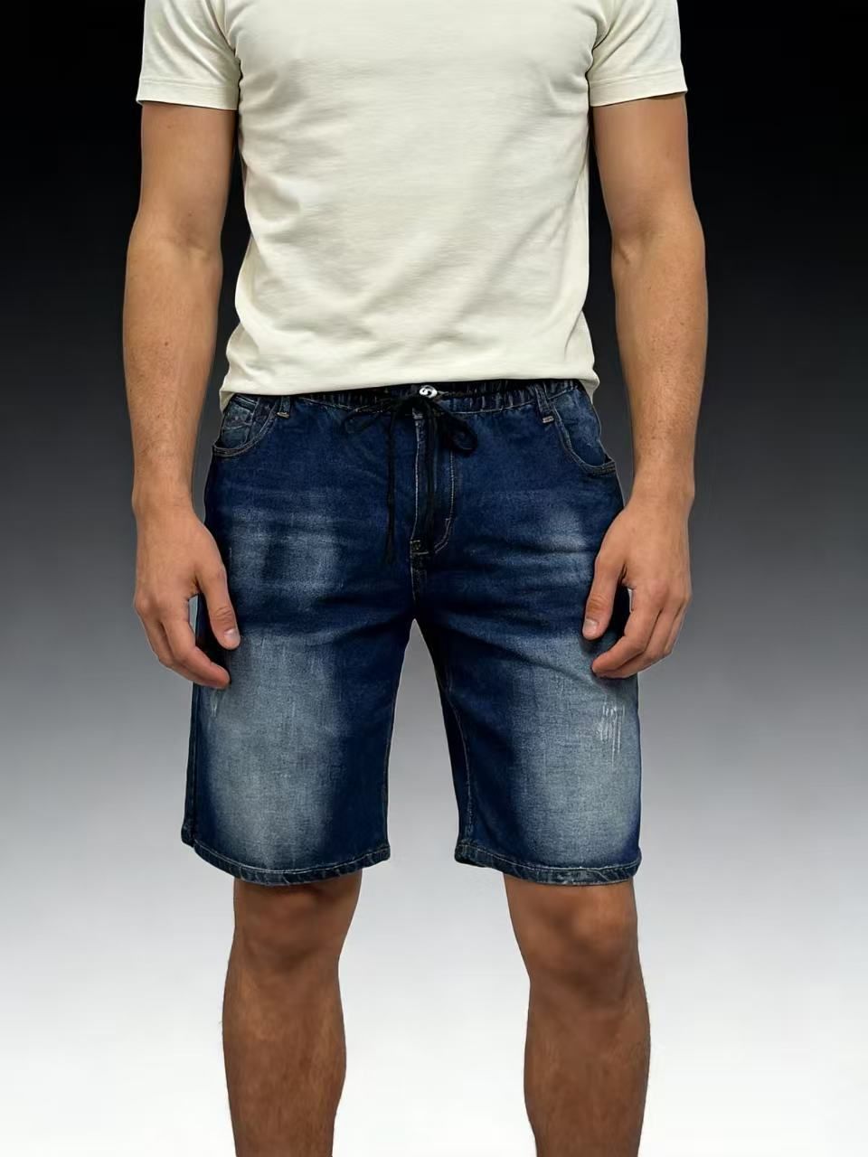 Men's Stretch Denim Shorts – Elastic Waist 5-Pocket Cargo Shorts | Comfort Fit For Summer & Streetwear_mkmklike.com