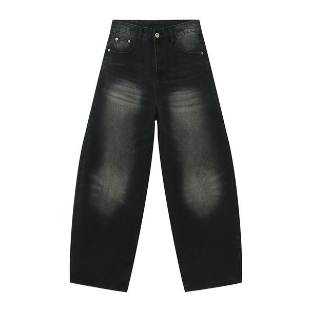Men's Clothing New Korean Version Of Cat Whisker Old White Wide Leg Curved Knife Versatile Washed Jeans_mkmklike.com