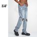 EF JEANS | 2023 New Product, Korean Version Of Straight Tube Ripped Casual Trousers Zipper Design Slim Jeans For Men And Women_mkmklike.com