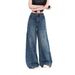 Scimitar Wide Leg Jeans for Women Loose Fit Slimming Versatile Floor Length Sickle Shaped Pants American Retro Style New Summer 2025_mkmklike.com