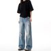 Men's Washed Ripped Jeans Straight Leg Loose Fit Wide Leg American High Street Style Trendy Versatile Cool Long Pants Summer_mkmklike.com