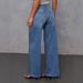 Stretch Denim Wide Leg Pants For Women - Comfortable Mid Rise Blue Jeans With Wash Effect, Perfect For Casual & Office Wear (S-2XL)_mkmklike.com
